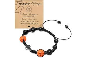 Artlunar Sports-Themed Cross Bracelets for Boys and Girls - Adjustable Basketball, Soccer, Football, and Baseball Gifts for Kids Ages 5-12