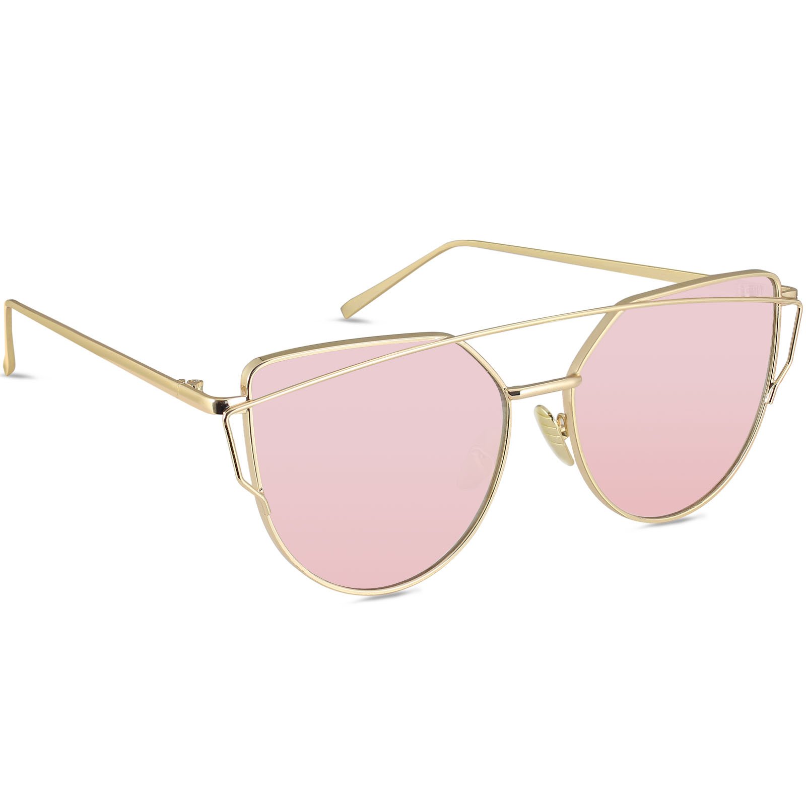 LIVHO G |Cat Eye Mirrored Flat Lenses Street Fashion Metal Frame Women Sunglasses