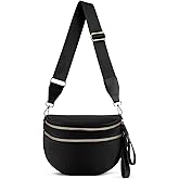 Bum Bags for Women Nylon Crossbody Bag Solid Spacious Cresent Sling Belt Half Moon Purse with Adjustable Strap Trendy Satchel