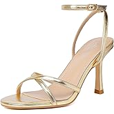 Mostrin Strappy Heels for Women Lace Up Ankle Strap Round Open Toe Stiletto High Heels Women's Heeled Sandals for Prom, Party, Daily