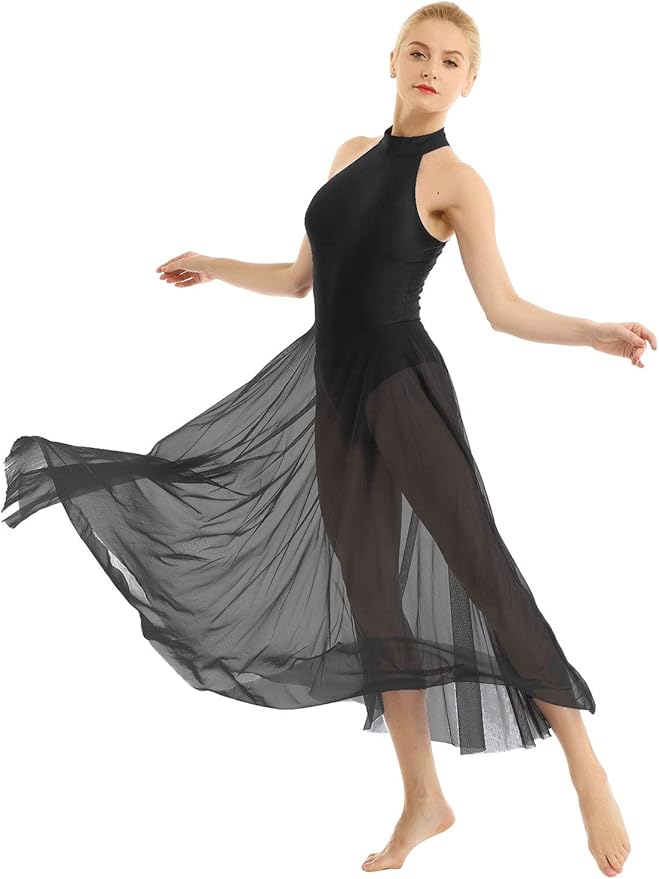 Yeahdor Womens Lyrical Latin Contemporary Costume Dresses V Neck