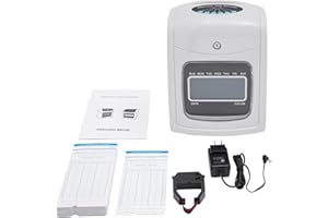 YINZINR Time Clock Punch Card Employee Attendance Machine LCD Display Check- in Machine Equipped with 50 Sheets of Printing Cards