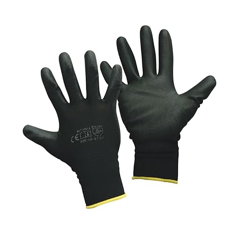 Montagehandschuhe - 12 Paar - Arbeitshandschuhe - Farbe: schwarz - 6 (XS)