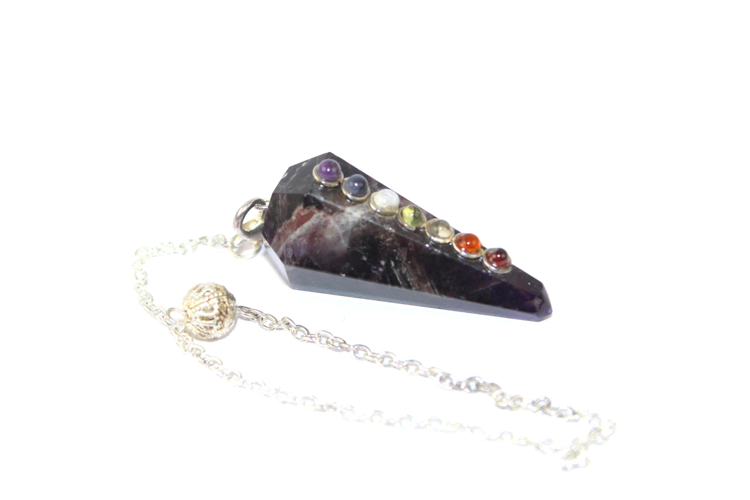 Jet International Amethyst Chakra Pendulum Faceted Cone Shaped A++ Crystal Therapy