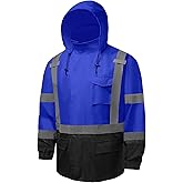 fortresswear Hi Vis Rain Jackets for Men Reflective Waterproof High Visibility Class 3 Safety Rain Coat with Black Bottom
