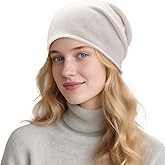 ZLYC Pure Wool Slouchy Beanie Hat for Women Men Seamless Knit Winter Skull Cap