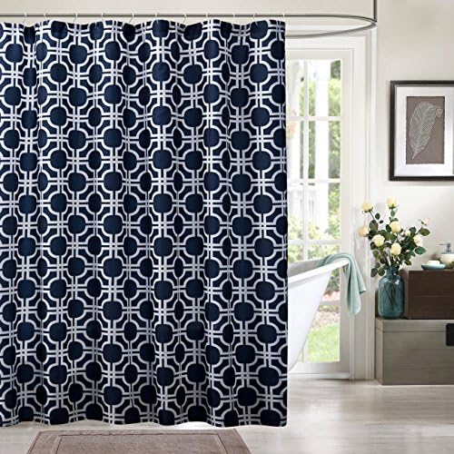 KindoBest Deep Blue/Navy Geometry Shower Curtains for Bathroom Accessories Waterproof/Easy Care Polyester Fabric Stall Curtain Size(71×79 inch)
