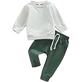 Toddler Baby Boy Fall Outfit Crewneck Long Sleeve Sweatshirt Tops Elastic Pants Jogger Cute Newborn Winter Clolthes Set
