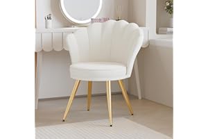Aivermeil Velvet Accent Chair with Gold Metal Legs, Vanity Chair for Makeup Room, Upholstered Guest Chair for Living Room, for Bedroom, White