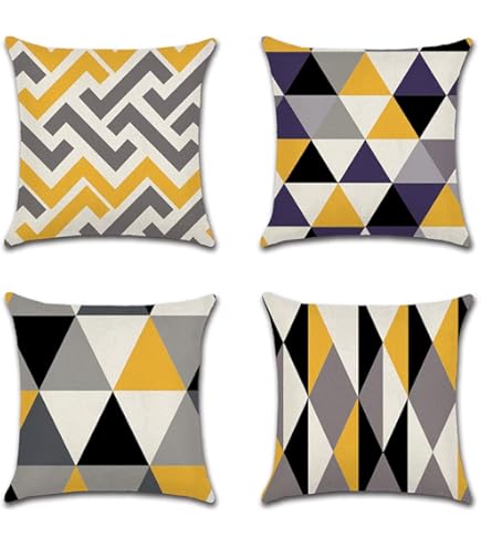 ISANOU Juego De 4 Fundas De Almohada Abstractas Minimalistas, Modernas Geométricas De Mediados De Siglo, Decoración