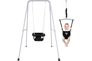 G TALECO GEAR 2 in 1 Baby Jumper with Swing - Indoor and Outdoor Use, Baby Jumpers and Bouncers, Toddler Swing with Foldable Stand（Black）