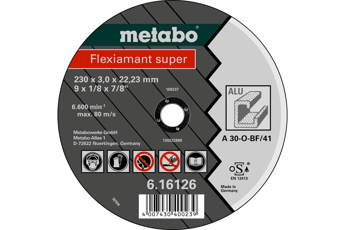 Metabo 616752000 Flexiamant Super Aluminium Disc, 0 V, Green, 125 x 2.5 x 22.2 mm