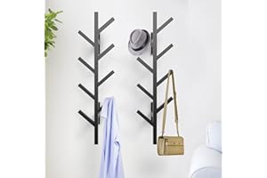 SNOGSWOG Vertical Coat Rack & Hat Rack Set of 2, Wall Mounted 39 Inch Floating Coat Rack for Entryway, Living Room, Bedroom