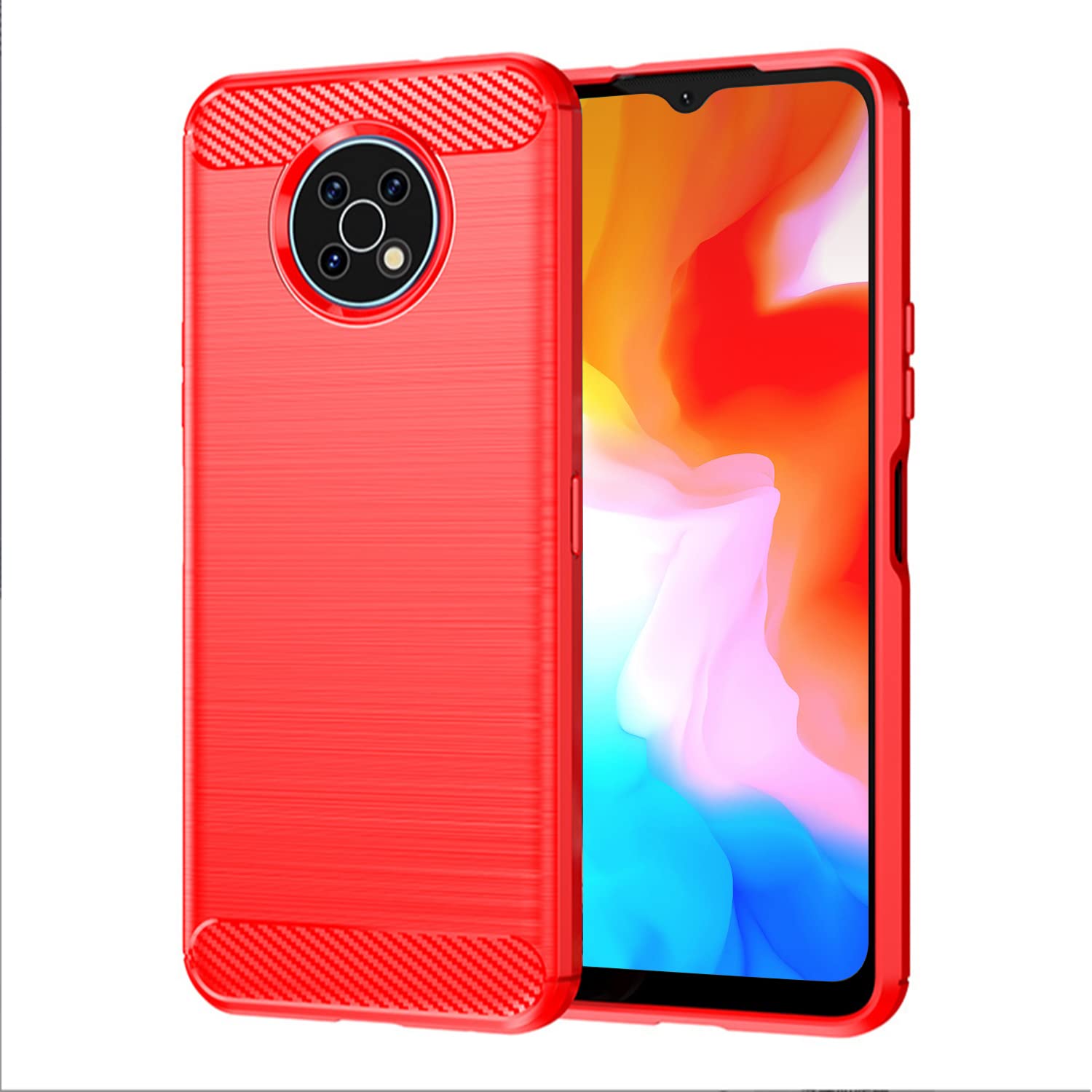 SCL Case for Nokia G50 Case Nokia G50 Case [Red], Carbon Fibre Effect Gel Grip Protection Cover [Anti Scratch][Anti Collision] Case Compatible with Nokia G50