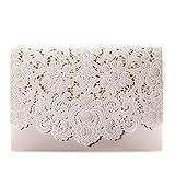 Doris Home wedding invitation card laser cut laser wedding invitation card Doris Home Ivory Horizontal Laser Cut Wedding Invitation with Hollow Flora Favors 100pcs,CW073