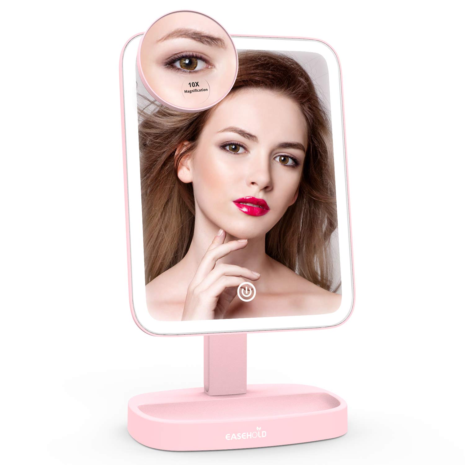 EASEHOLD Makeup Mirror with Lights 37 LEDs Illuminated Vanity Mirror with 10X Magnification Spot