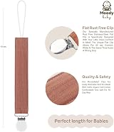 MoodyBaby Soft Organic Muslin Cotton Dummy Clips 4 Pack Neutrals Rust Brown view 4