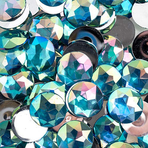 Photo 1 of John Bead 200 Pieces 20mm, Aqua AB, Acrylic Round Flat Back Rhinestones for Jewelry Making, DIY Crafts, Nail Art, Face Makeup, Clothes