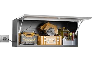 MetalMax Metal Wall Cabinet for Garage Floating Garage Storage Cabinet Wall Mount Shop Cabinet Upper Storage Trailer Cabinet Gearbox Flip Up Tool Cabinet Small Wall Steel Cabinet Assembly Required