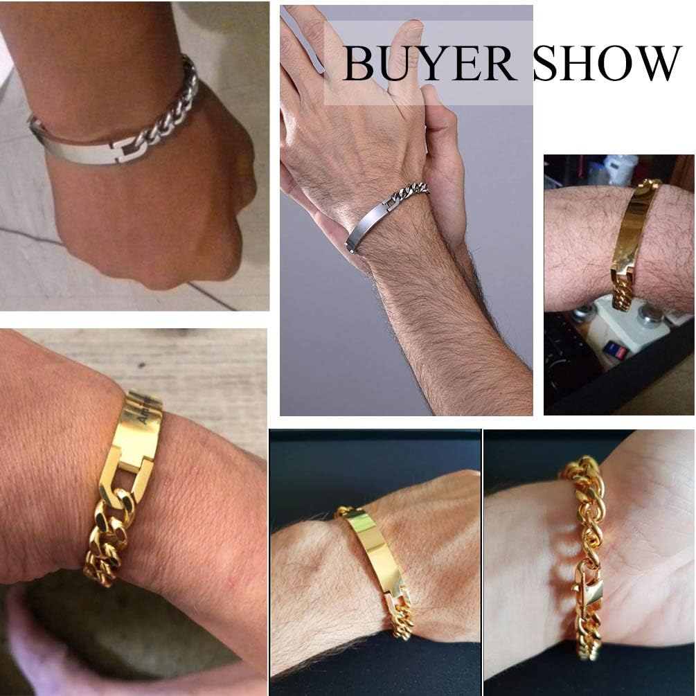 PROSTEEL Gold Bracelets for Men and Women Wrist Chain Cuban Link Chain Bracelet 10mm 21cm Gift Chunky Gold Bangle - Image 4