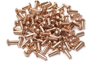 Biaungdo 1/8" Diameter 5/16" L Shank Copper Round Head Solid Rivets Fasteners-100pcs