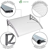 VOUNOT Front Door Canopy Outdoor Awning 100x80 cm Grey view 6