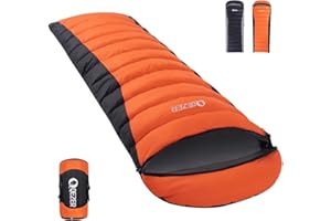 QEZER Ultralight Down Sleeping Bag for Adults - 600 Fill Power, Cold Weather, Backpacking, Camping, Hiking