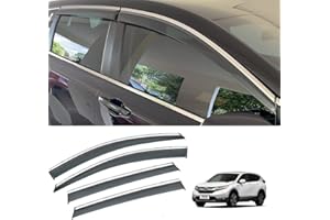VESUL Compatible with 2017-2022 Honda CR-V CRV LX EX EX-L Touring Clip on Rain Guard Vent Visor Window Wind Deflector Shield Cover with 304 Stainless Steel Trim Outside Mount Type Smoke Black
