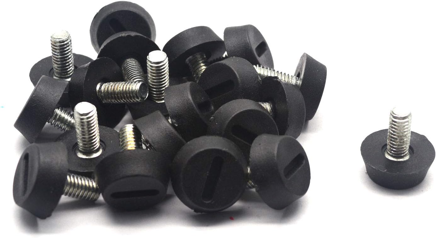 T Tulead M6 Thread Dia,Plastic Feet Adjustable Felt Black Leveler Anti-Slip Leveling Feet 0.8"x0.8" Pack of 20