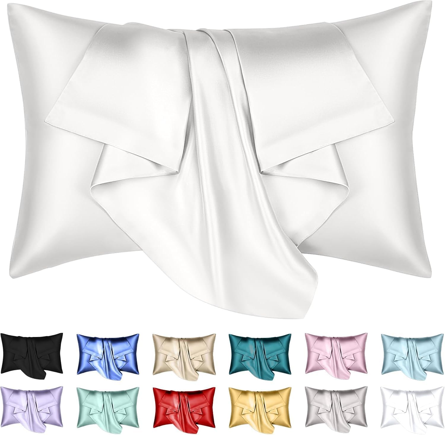 Natural Mulberry Silk Pillowcase for Hair and Skin with Hidden Zipper, Ultra Smooth and Soft Breathable Cooling Silk Pillow case, Gifts for Women Men, 1pc(50x75 cm, Ivory)