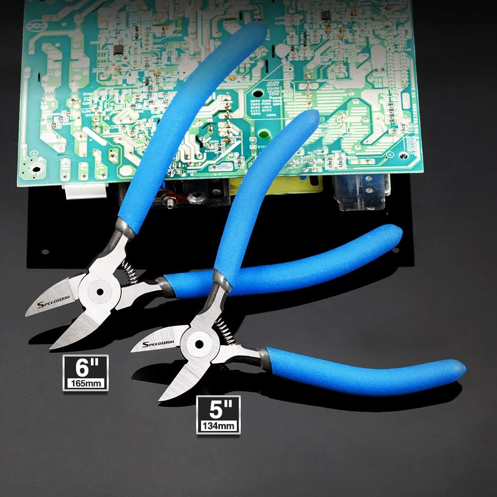 SPEEDWOX Mini Flush Cutters Side Cutters 2 Pcs Flush Cut Diagonal Pliers Plastic Nippers Angled Wire Cutters High Carbon Steel High Leverage with Spring Functional Precision Hand Tools - Image 3