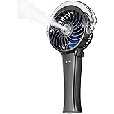 KIBEE Portable Misting Fan - 4000mAh Rechargeable, 50ml Water Tank, Foldable 180° Handheld with Mist Spray, 3-Speed Personal, Portable Charger for Travel, Outdoors, Makeup & More(Gray)