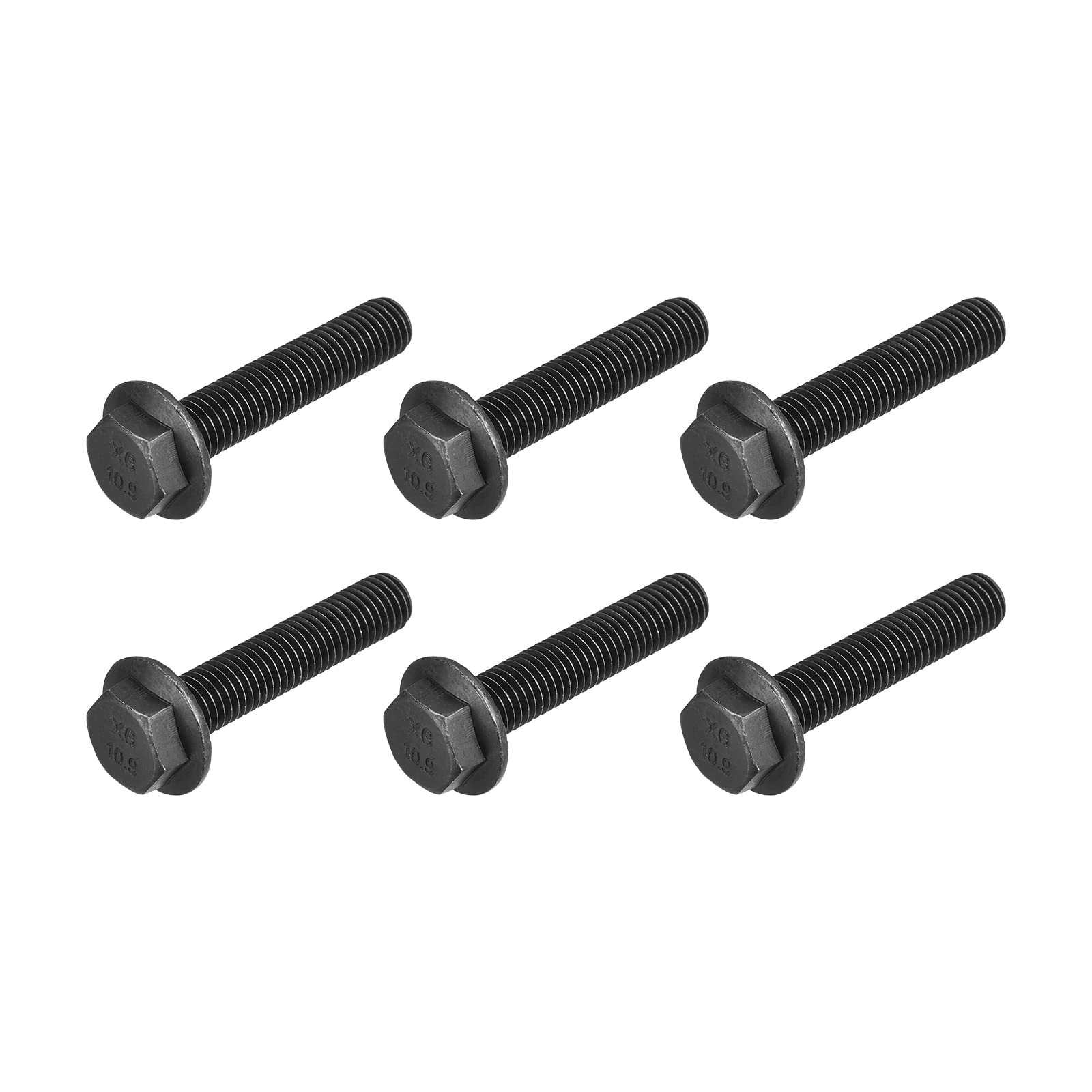 METALLIXITY Flanged Hex Head Bolts (M12x60mm) 6pcs, Hexagon Serrated Flange Bolt Fully Thread Screw - for House Construction Hardware Fasteners