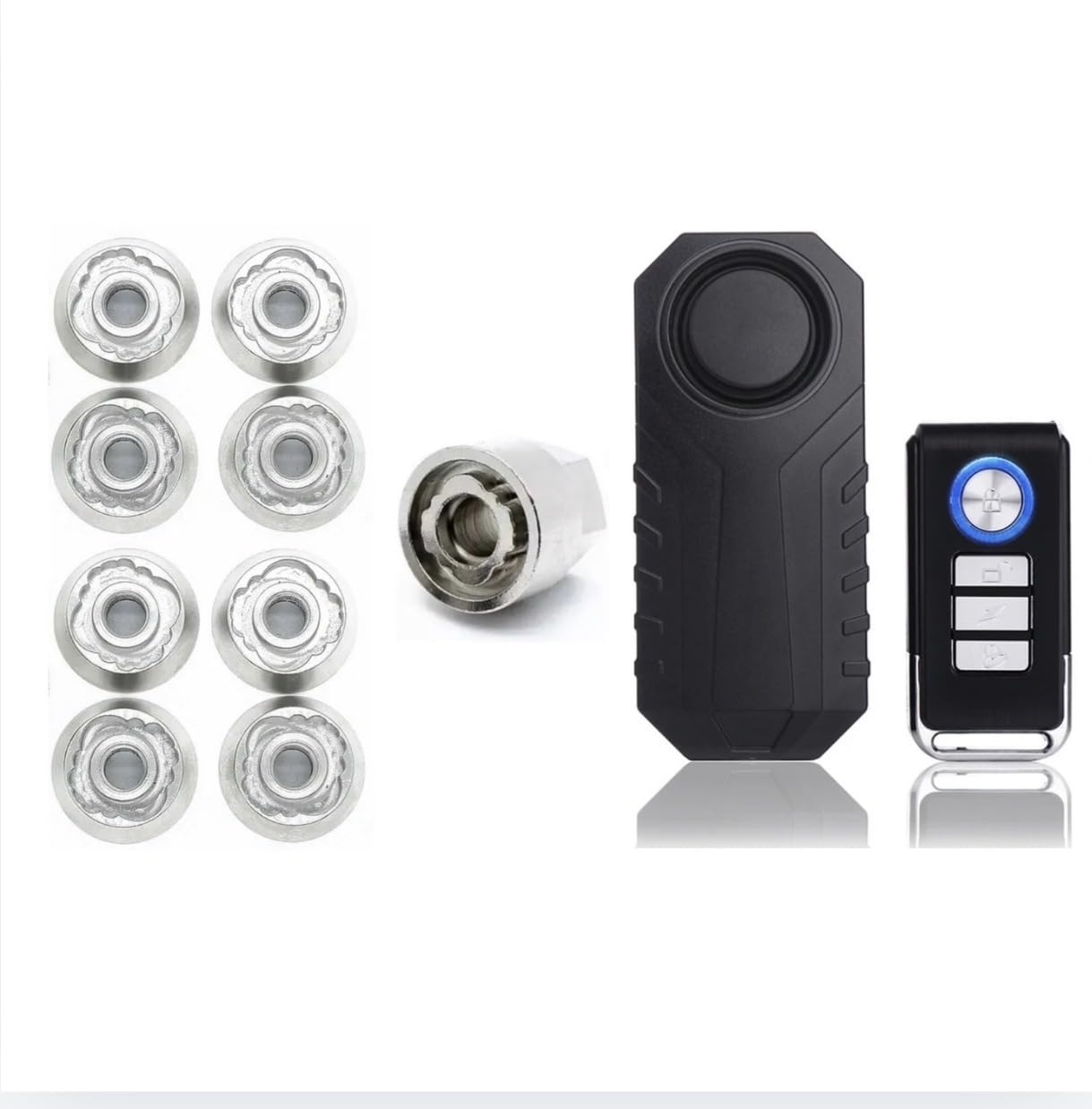 8 x M8 Fits TentBox/Roof Tent - Premium Theft Prevention HIGH Security Nuts, Tamperproof Locking Set + 113db Roof Tent Security Motion Sensing Anti-Theft LOUD DETERRENT Alarm BUNDLE