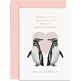 Old English Co. Penguin Wedding Anniversary Card for Husband and Wife - Cute Romantic Valentine's Day Card for Boyfriend Girlfriend Partner - You Are My Penguin | Blank Inside with Envelope