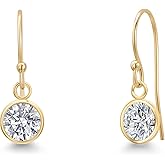 Gem Stone King 14K Yellow Gold Gemstone Birthstone French Wire Drop Dangle Earrings for Women | Round 6MM | Gold Jewelry for Her Mom Wife