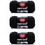 Red Heart Super Saver Black Yarn - 3 Pack of 198g/7oz - Acrylic - 4 Medium (Worsted) - 364 Yards - Knitting/Crochet