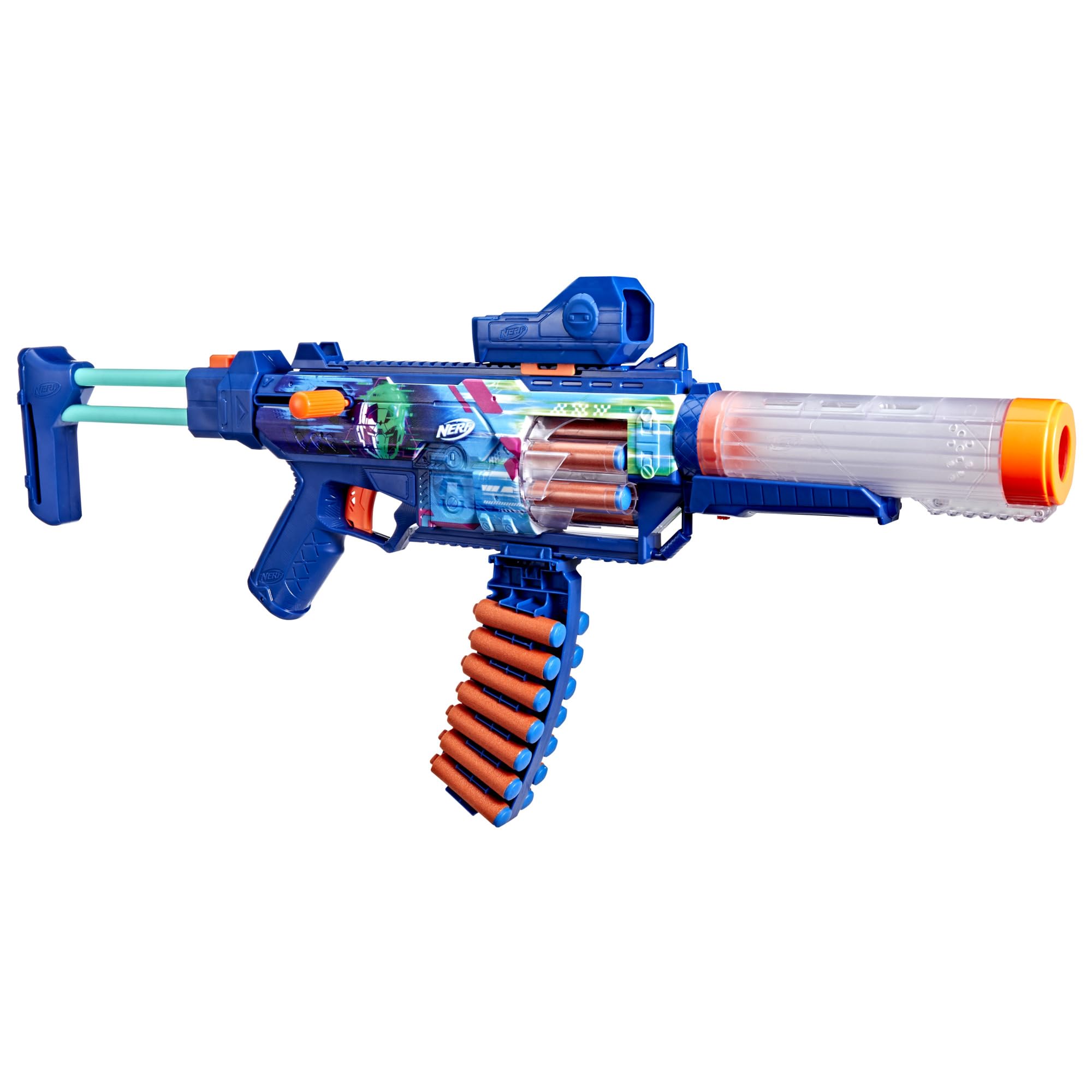 Nerf Loadout Cyberlight Ghost Blaster, Electronic Glowing LED Lights, 4 Attachment Accessories, 24 Nerf N1 Darts, Kids Toys & Gifts, Ages 8+