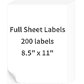 OnlyPaper 200 Sheets 8.5" x11" Full Sheet Shipping Labels, Printable Sticker Paper, Matte, Letter Size Label Stickers for Laser/Inkjet Printers (200 Labels)