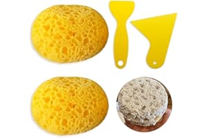 ZOBKGF 2 Pieces Knockdown Texture Sponge with 2 Pieces Scrapers, Painting Ceiling, DIY Drywall Repair Sponge for Ceiling Text