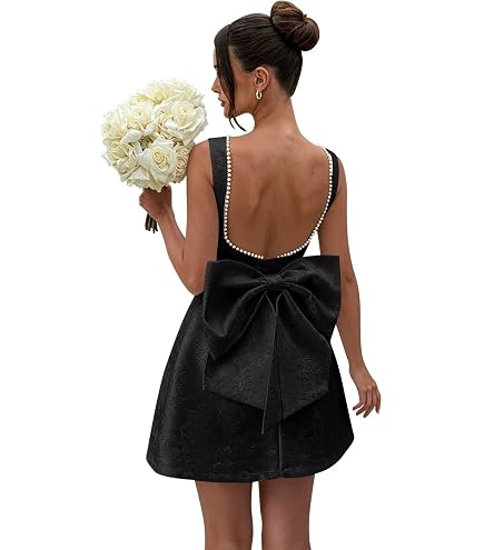 black pearl hoco dress Satin Homecoming Dresses with Bow 2026 Short Wedding Mini Prom Party for Teens MJ75 0 : Clothing, Shoes & Jewelry Aspire to walk into
