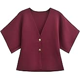 Agoeast Womens Short Sleeve Cardigans Lightweight V Neck Button Down Crop Knit Sweater Tops