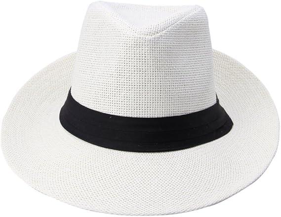 Amazon Co Jp Yiyilai つば広 つば広ハット パナマハット ストローハット 中折れハット メンズ帽子 無地タイプ麦わら帽子オシャレ 紳士用 クリーム 服 ファッション小物