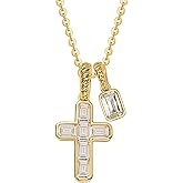 Fettero Gold Cross Necklace for Women Teen Girls - Double Pendant Necklaces 14K Gold Plated Removable Cross Necklace Dainty Simple Gold Necklace for Women Trendy Faith Gold Jewelry Gifts