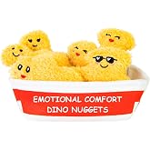 Emotional Support Dino Nuggets Plush Toy, 6 Positive Plushies in 1 Soft Box | Double Sided To-Go Box, Cute Food Stuffie Gift for Women &amp; Men, Girls &amp; Boys, Friends &amp; Coworkers, Home Decor for Birthday