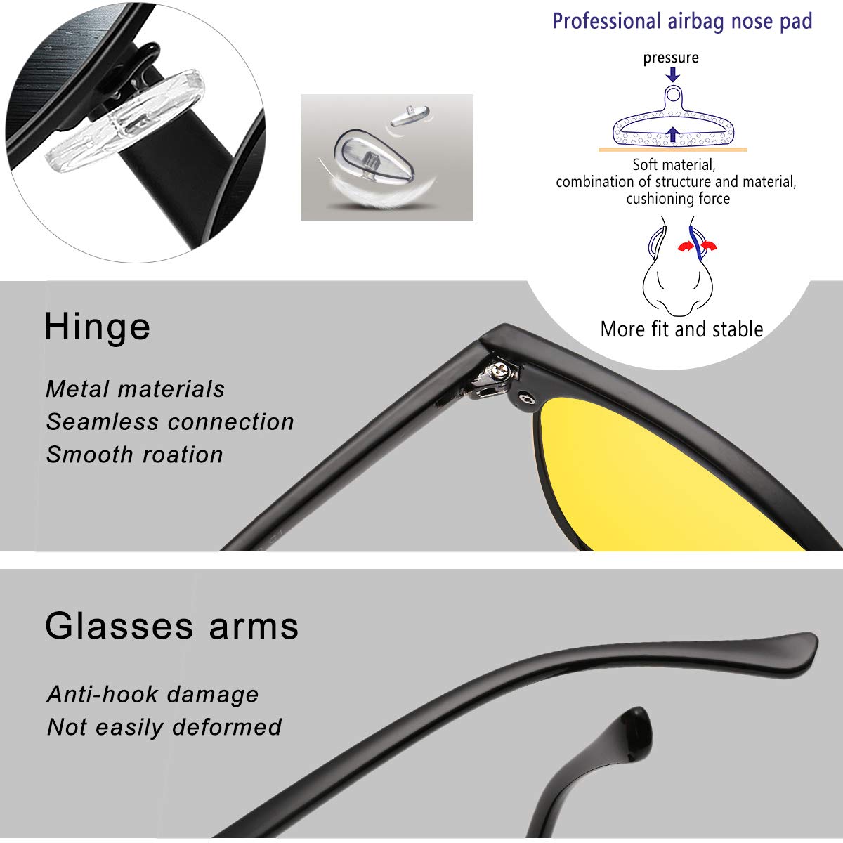 Night Vision Glasses for Driving Feirdio HD night driving glasses anti glare polarized mens women glasses