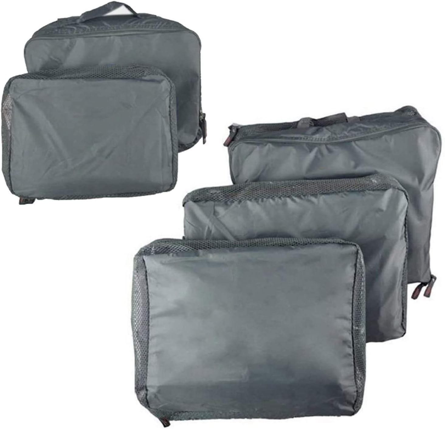 5pcs practical travel ventilated mesh organizer bags easy and effortless packing, Grey, (5 sizes)