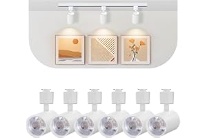 Arcfox 7W LED Track Lighting Heads 3000K 2 Wire Single Circuit J Type Track Light Rail Dimmable Ceiling Spotlight Fixture CRI90 for Dining Room Bedroom Accent Lighting 6 Pack