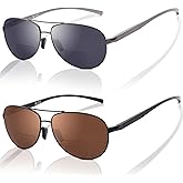 LianSan Premium Aviator Bifocal Reading Sunglasses for Men Women Retro Top Clear Sun Readers UV Protection