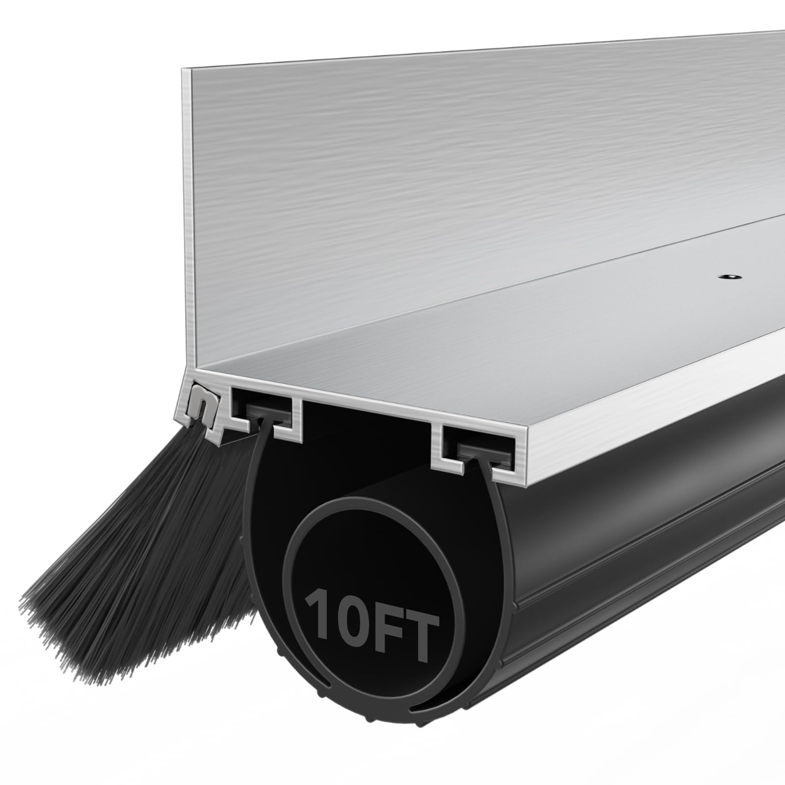 Photo 1 of WICHEMI Garage Door Seals Kit 10 FT U+O Door Seal Bottom Rubber with Brush Weather Stripping Door Seal Aluminum Track
